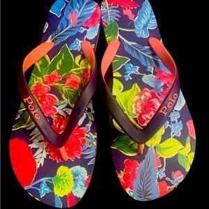Men’s Polo Floral Flip flops New! Sz 12
